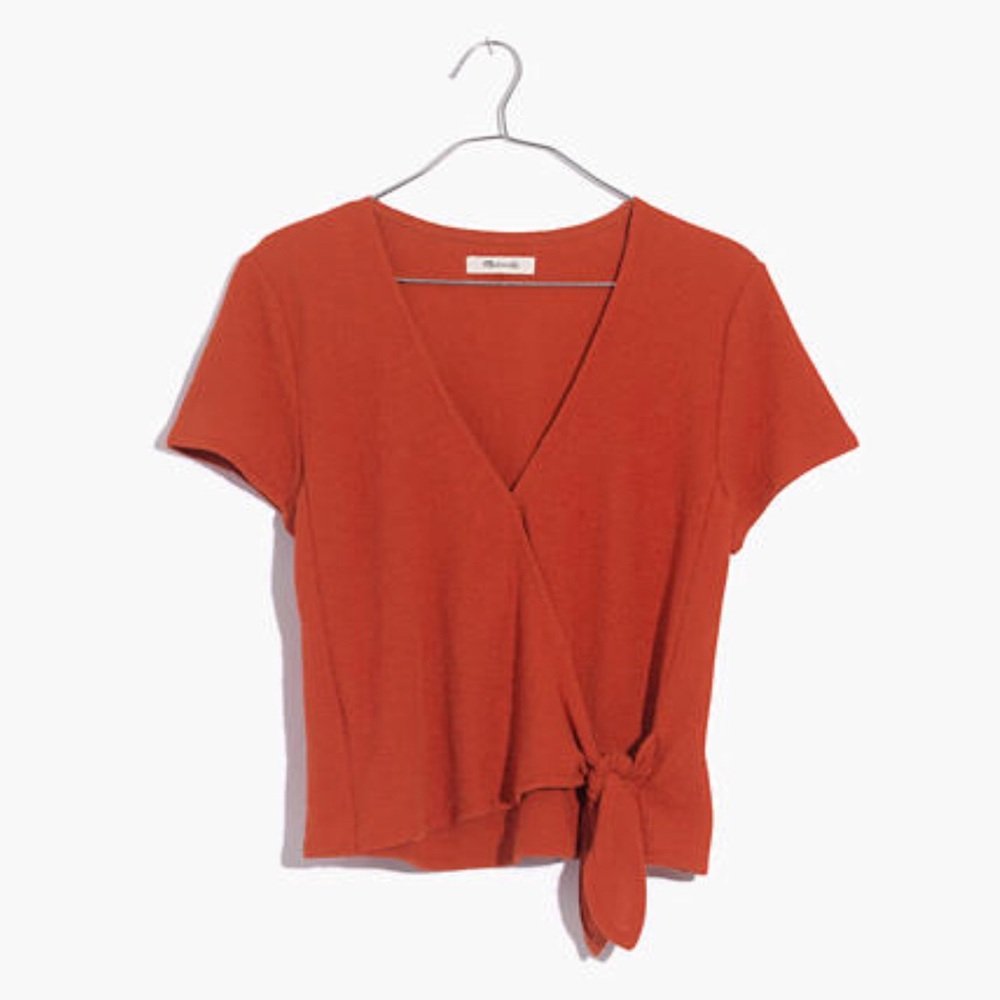 Madewell texture & thread wrap tie top XS